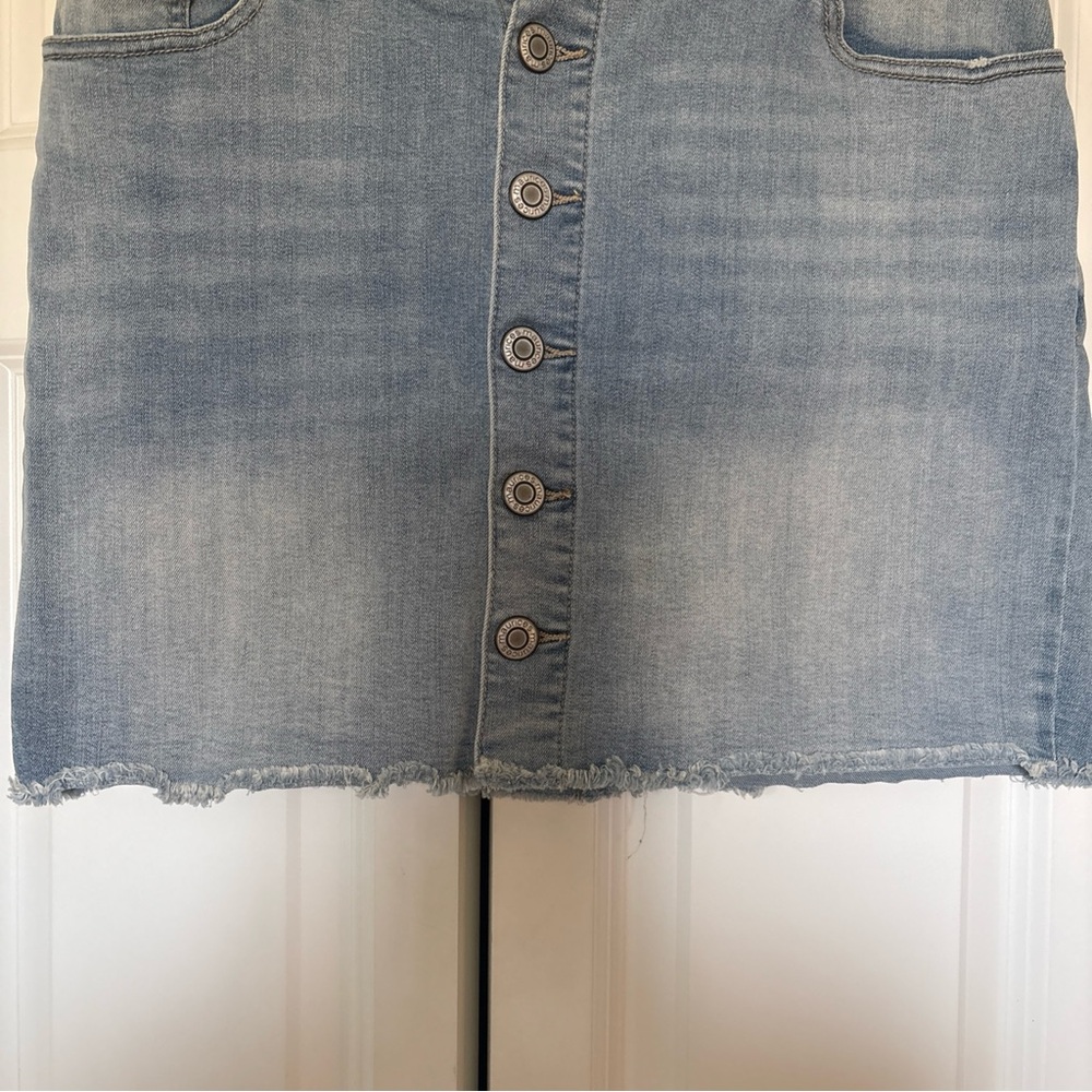 Maurices Light Blue Button-Front Denim Mini Skirt - Picture 5 of 13